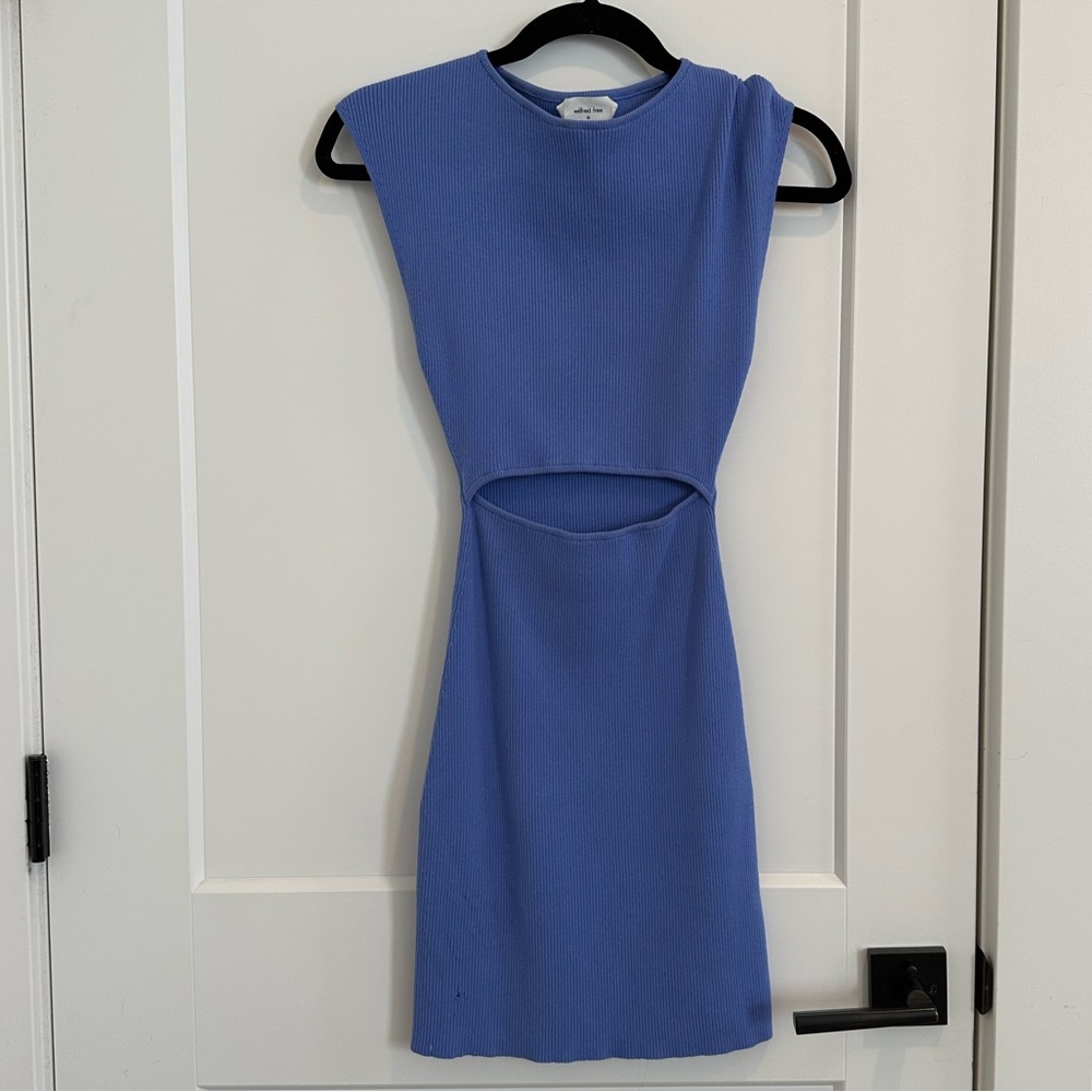 Aritzia Wilfred Free Cut Out Knit Mini Dress (periwinkle color)